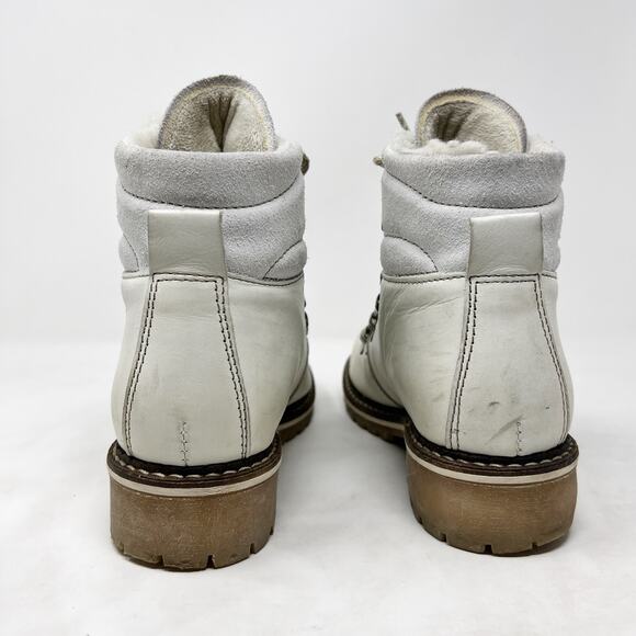 [Bos & Co.] White Howe Waterproof Ankle High Lug Sole Leather Boots Size 40 US 9 - Picture 5 of 12